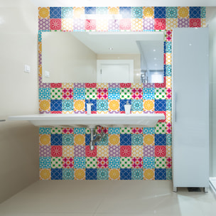 Stickers muraux - Sticker Mural Carrelage adhésif Cuisine Salle de Bain - 60 STICKERS CARREAUX DE CIMENT AZULEJOS CONSTANTIA