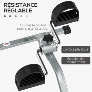 Mini vélo d'appartement résistance réglable acier gris PP noir