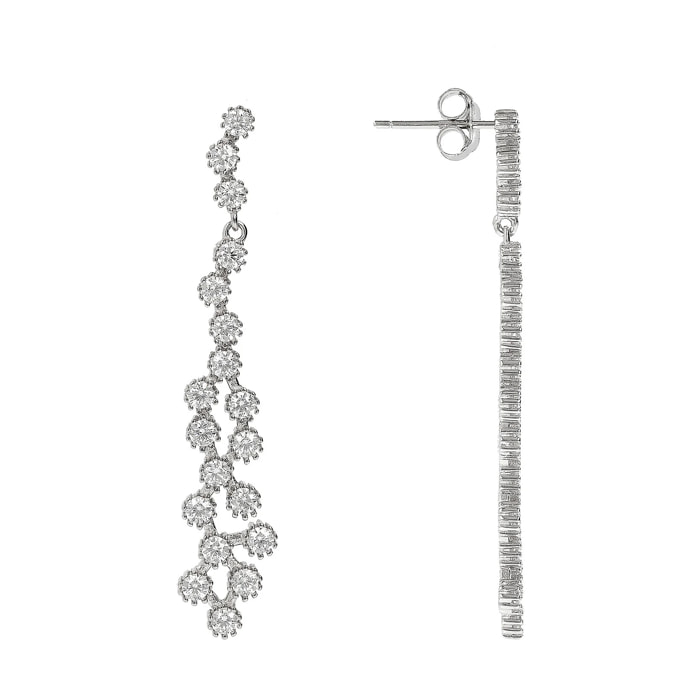 Orecchini Pendenti a Filo con Punti Luce in Cubic Zirconia in Argento 925