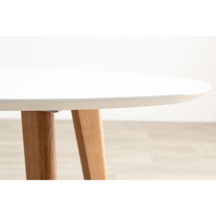 Table basse ovale scandinave blanc et bois clair chêne L120 cm EKKA