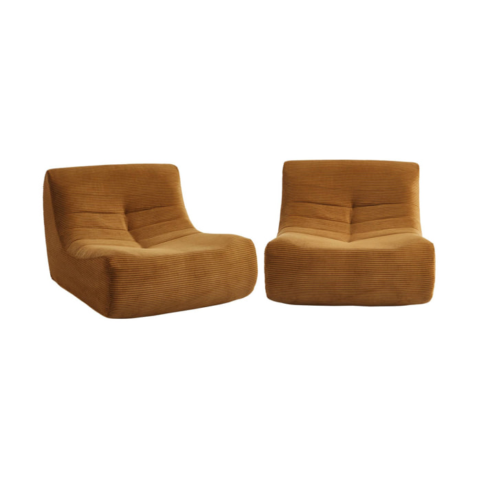Chauffeuse velours côtelé 2 places moutarde L 91 x P 105 x H 72 cm - SOKOL