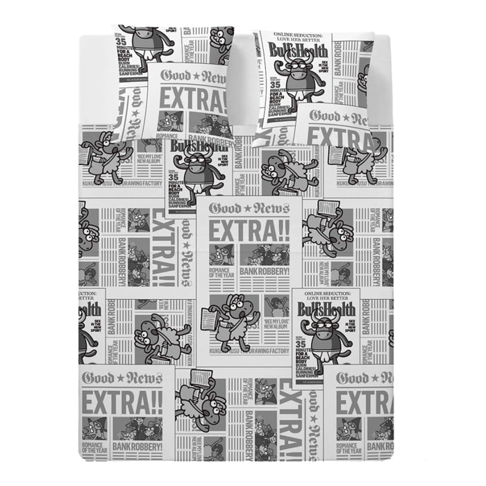 Sábana encimera Kukuxumusu Extra News - 100% algodón -