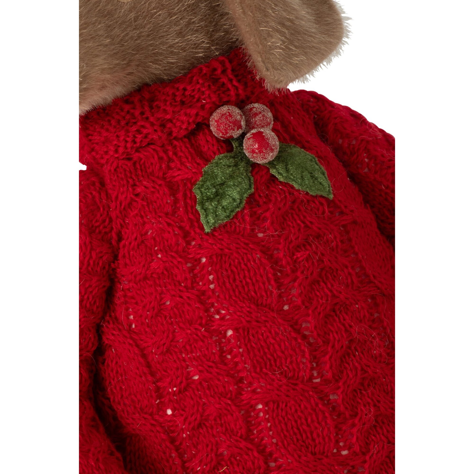 J-Line chiens avec béret - tissu - beige/rouge Noël - assortiment de 2