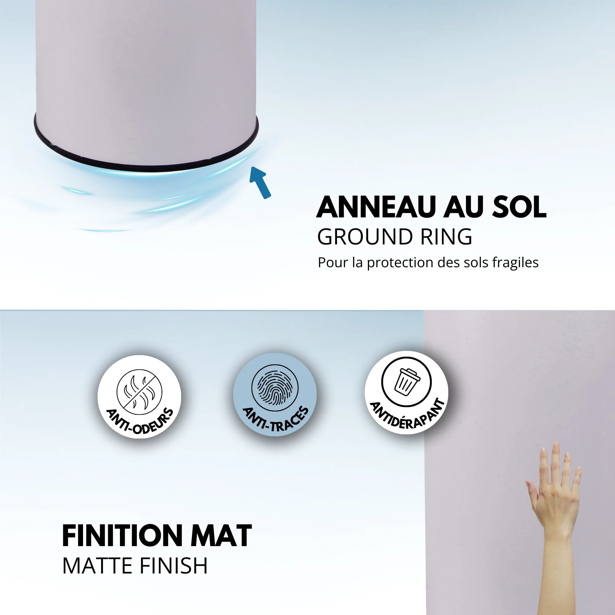 Poubelle automatique inox SOHO blanc 42L