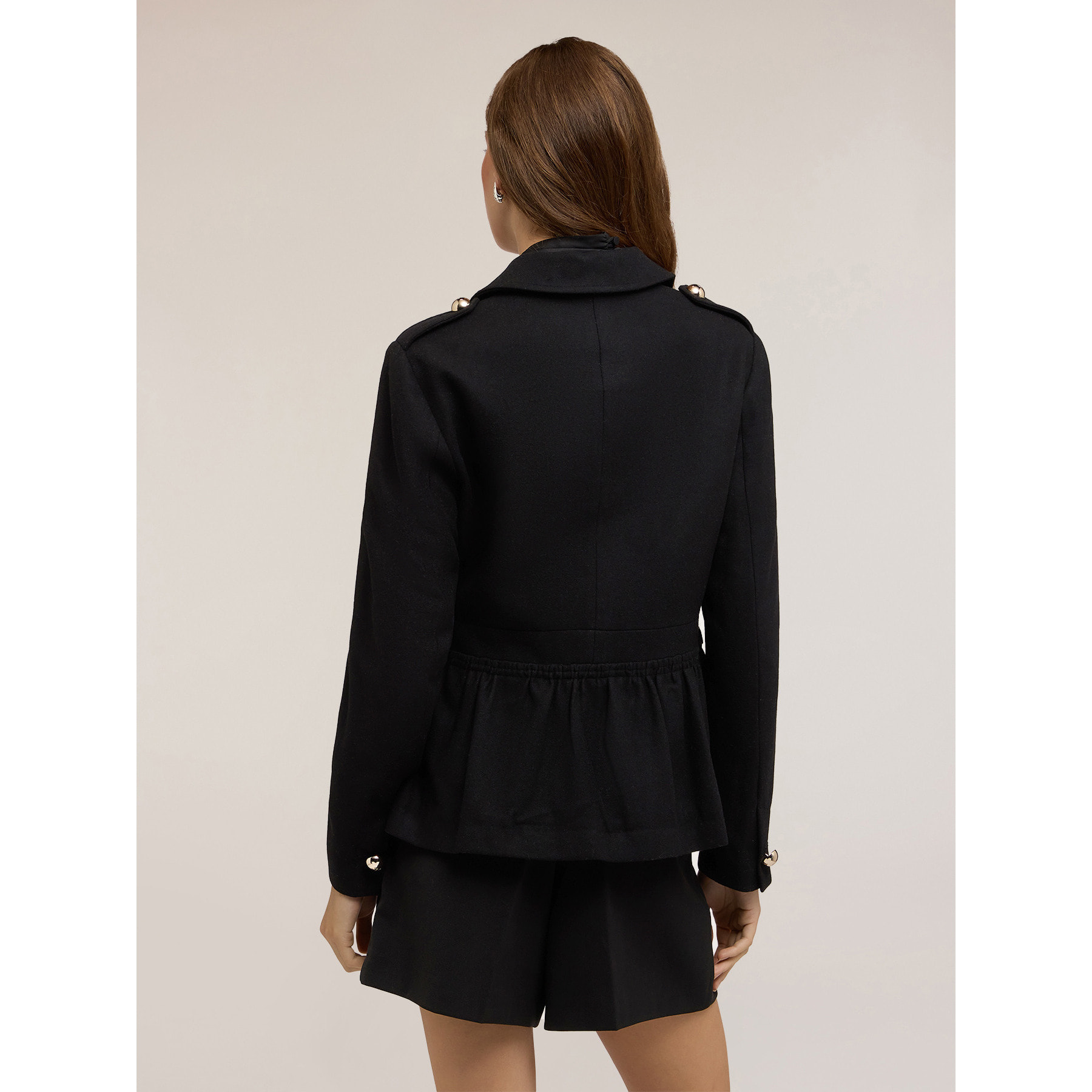 Motivi - Chaqueta con fruncidos en paño de mezcla de lana - Negro