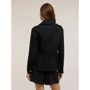 Motivi - Chaqueta con fruncidos en paño de mezcla de lana - Negro