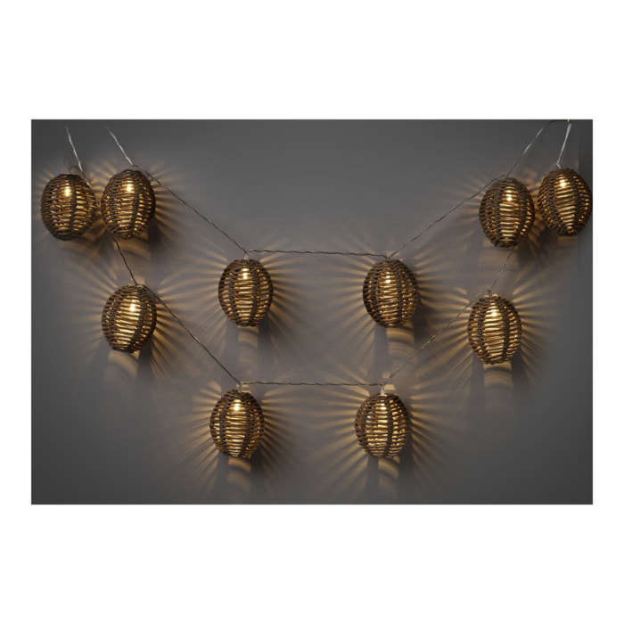 Filo luminoso LED Carlisle in polyrattan e metallo natural/nero — 180 cm