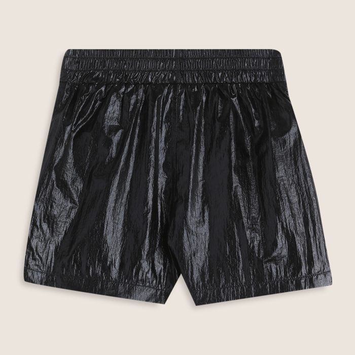 Pantaloncini Bambina in Tessuto Coated Argento