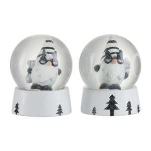 J-Line boule à eau Père Noël - polyrésine - noir/blanc - small - 2 pcs