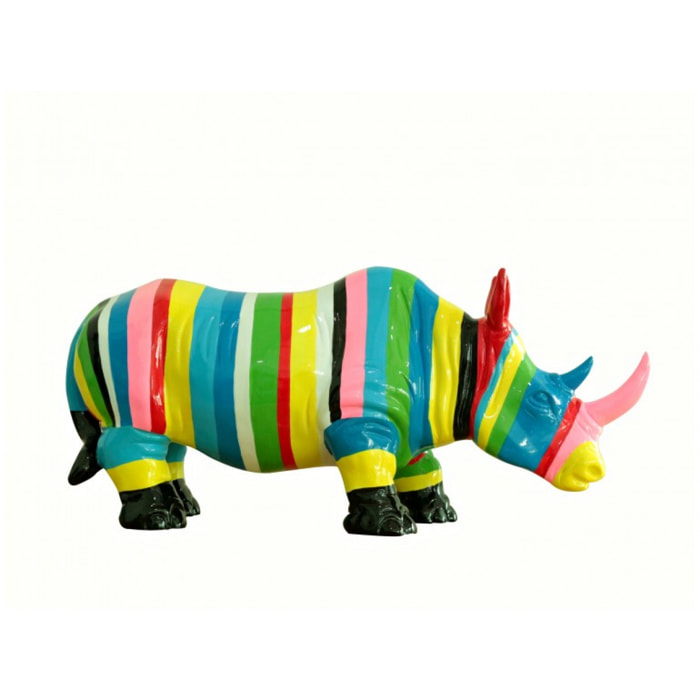 Statue rhinocéros multicolore H24cm - NAMBIE