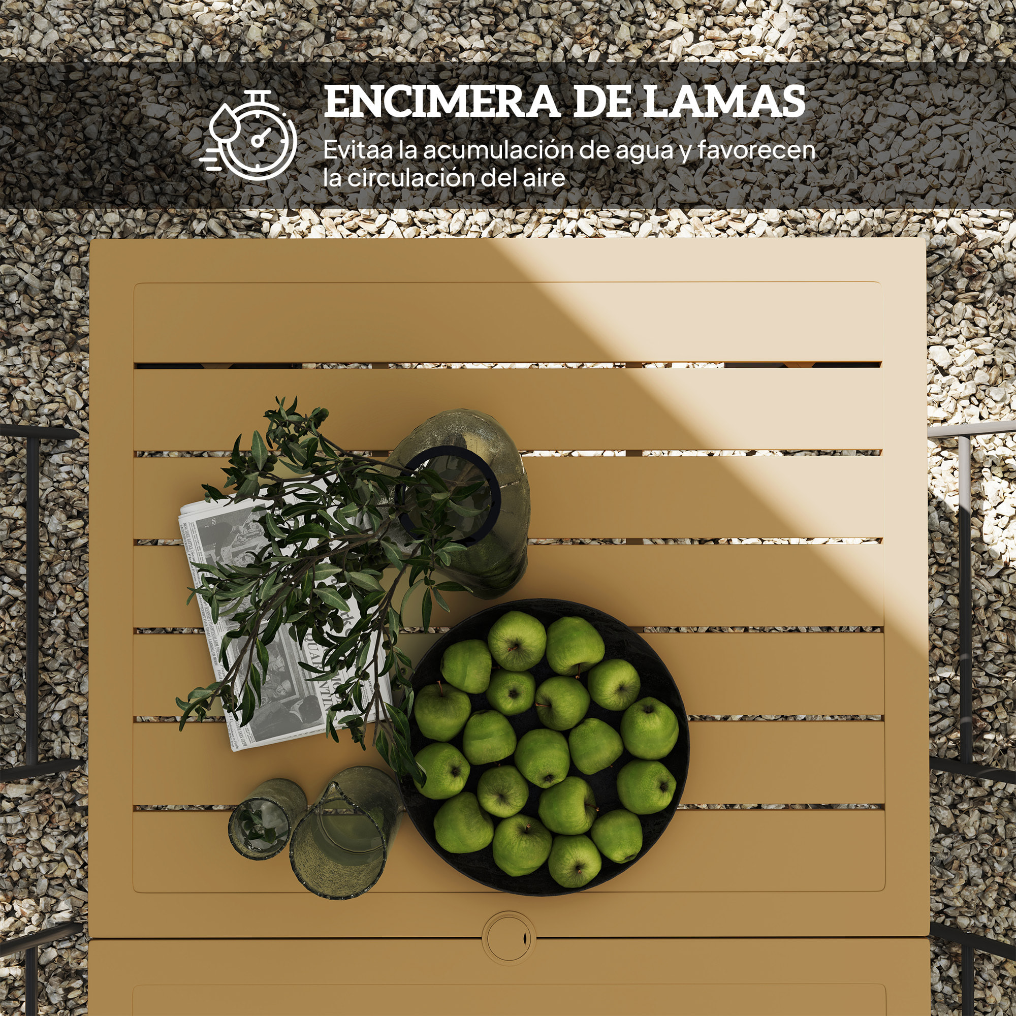 Mesa de Jardín Rectangular Mesa de Terraza Exterior 150x90x73 cm con Patas de Acero Orificio para Sombrilla y Diseño de Listones Carga 70 kg para Terraza Patio Marrón