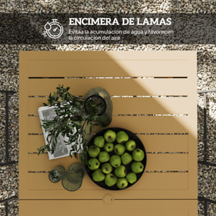 Mesa de Jardín Rectangular Mesa de Terraza Exterior 150x90x73 cm con Patas de Acero Orificio para Sombrilla y Diseño de Listones Carga 70 kg para Terraza Patio Marrón