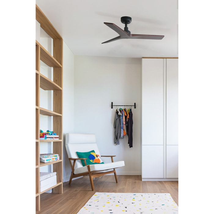KLIM S Ventilateur de plafond noir/noyer TUYA