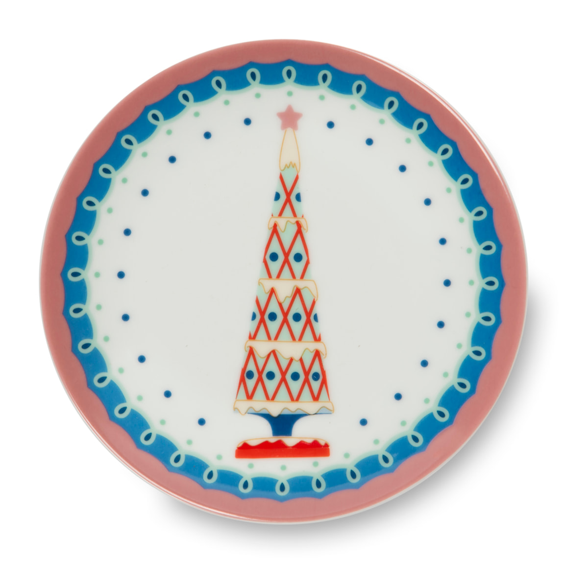 Set de 6 assiettes apéritif Excelsa - Xmas Sweet Pastels, Porcelaine Multicolore