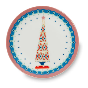 Set de 6 assiettes apéritif Excelsa - Xmas Sweet Pastels, Porcelaine Multicolore