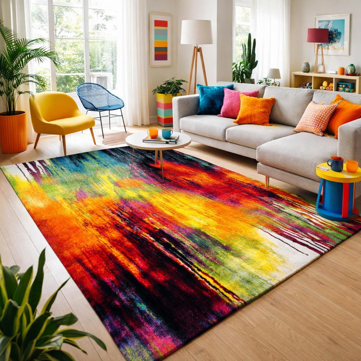 Tapis salon et chambre tissé motif géométrique SEMI