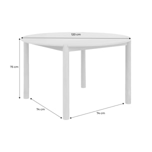 Table à manger ronde bois d'hévéa 4 places CLEMENCE