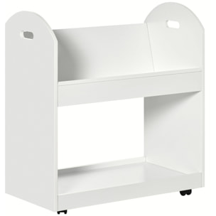 HOMCOM Estantería Librería con Ruedas Estantería para Libros con 2 Estantes de Almacenamiento y 2 Asas para Salón Cocina Estudio Estilo Moderno 71x40x78 cm Blanco