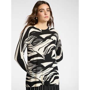 Elena Mirò - Camiseta estampada en mezcla de viscosa - Negro