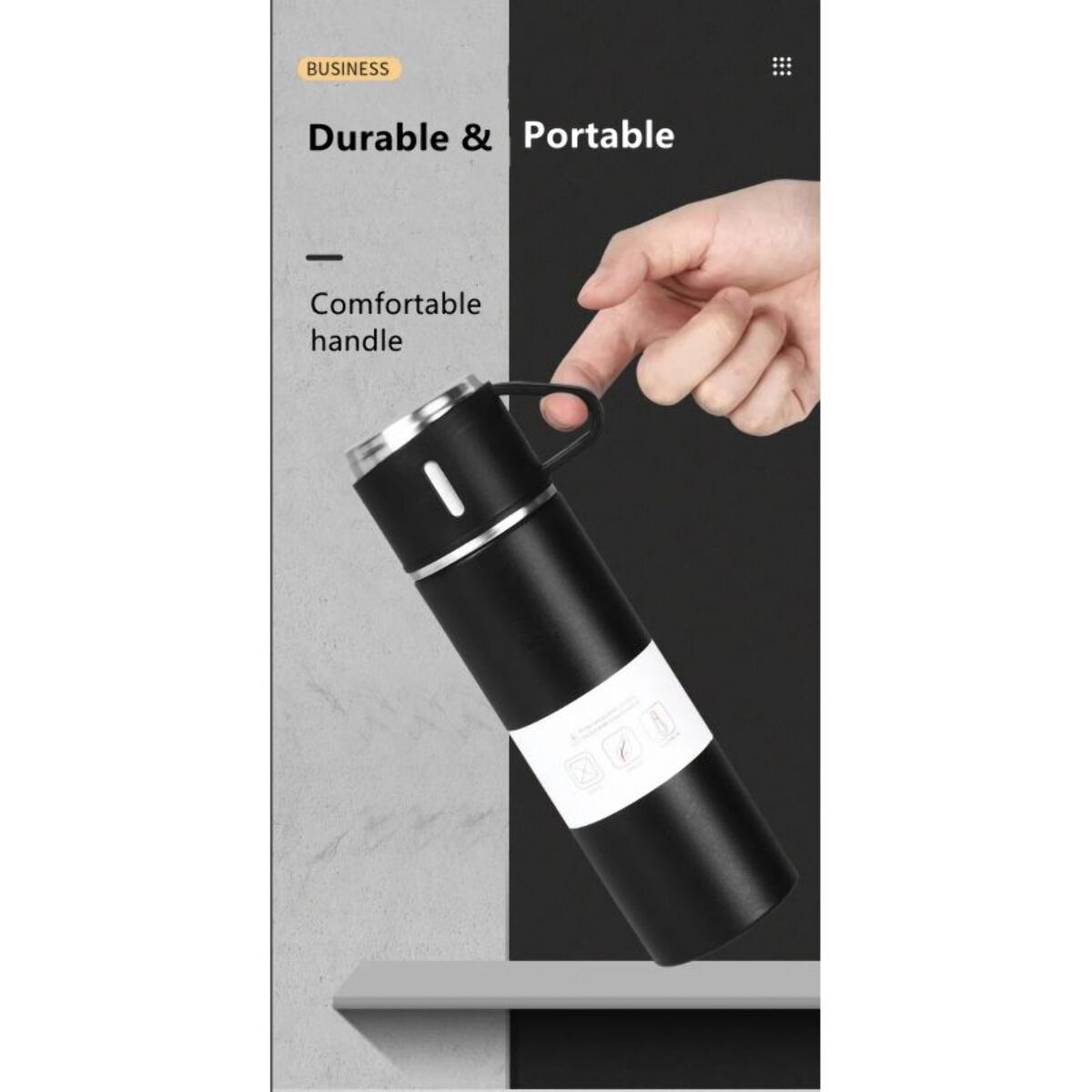Bouteille isotherme en acier inoxydable 500ml Herzberg HG04210-BLK