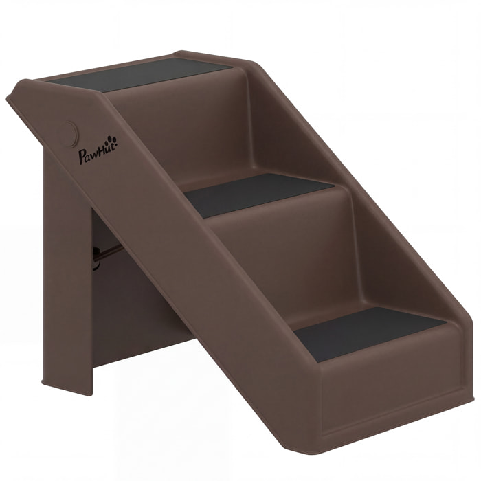 Escalier pour chien pliable - 3 marches antidérapantes - max. 10Kg - PP noir chocolat