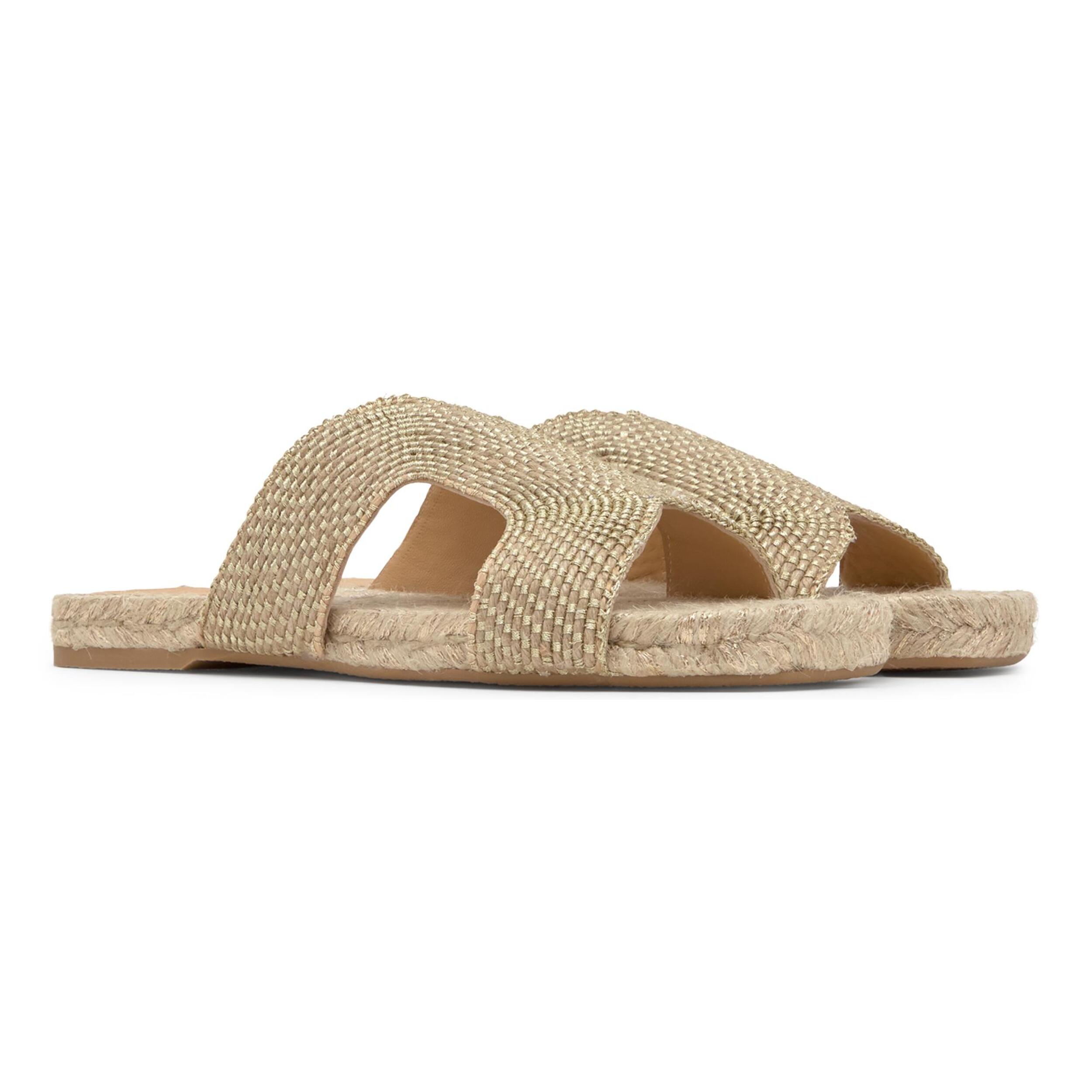 Sandalia plana slip-on Puri en yute y rayón