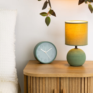 Lampe boule "Timéo" - grès - vert kaki H25 cm