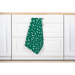 Set torchon avec manique et gant de cuisine Excelsa – Green Winter, Coton Vert