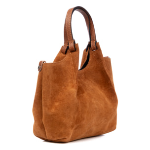 Baragiano borsa tote donna. Pelle scamosciata autentica.