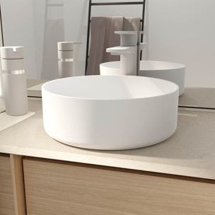 Vasque à poser Ronde en Céramique Blanche Mat - Diam 36cm x 12cm - POP MATT