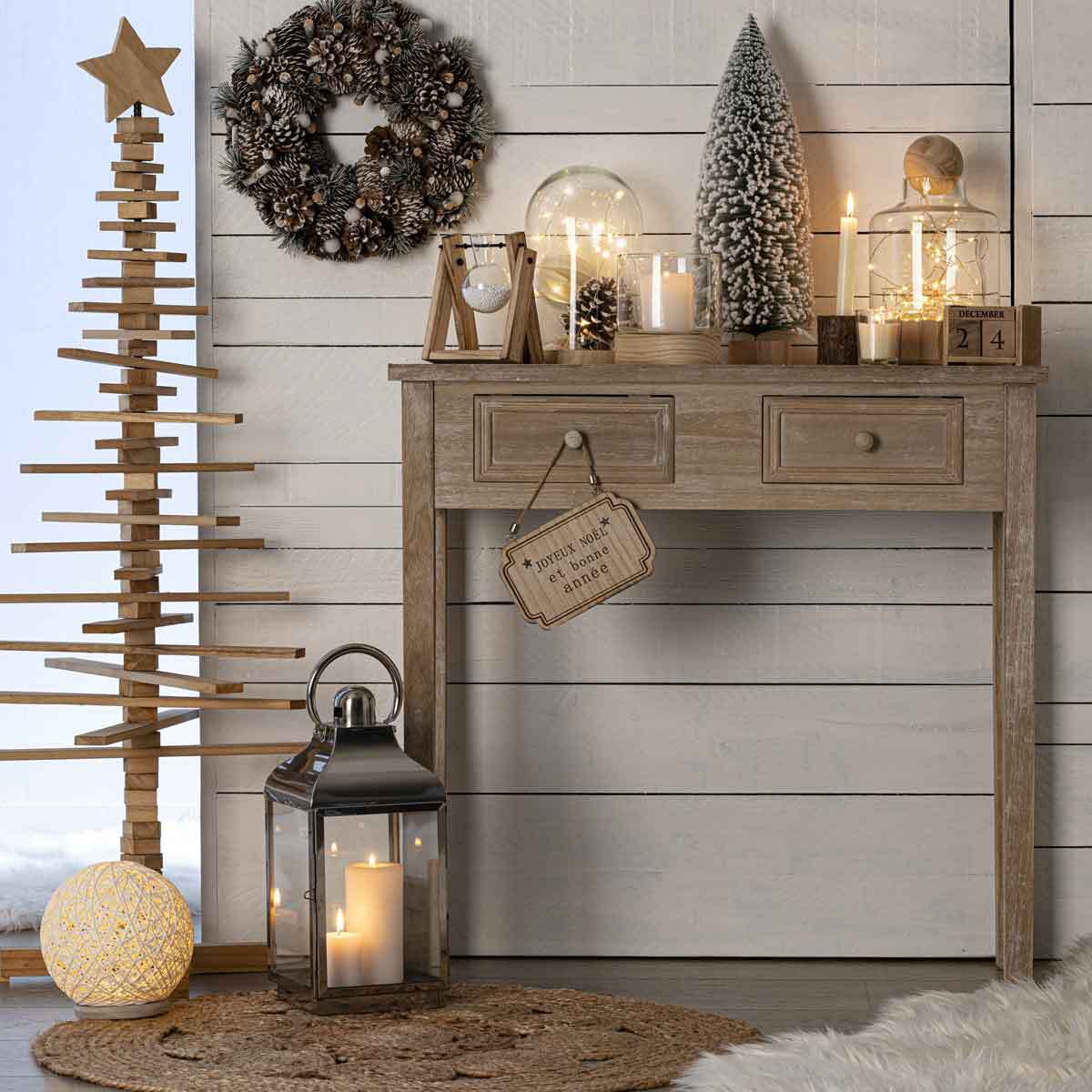 Console "Charme" bois blanchi L80cm