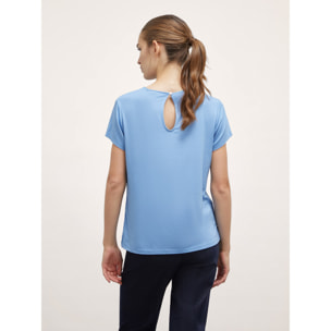 Motivi - Camiseta bimateria pliegues - Light - blue