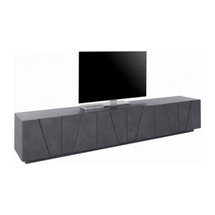 Mobile da soggiorno Porta TV, Made in Italy, Supporto per TV da salotto a 6 antine battenti con dettaglio, cm 244x44h46, colore Grigio Ardesia