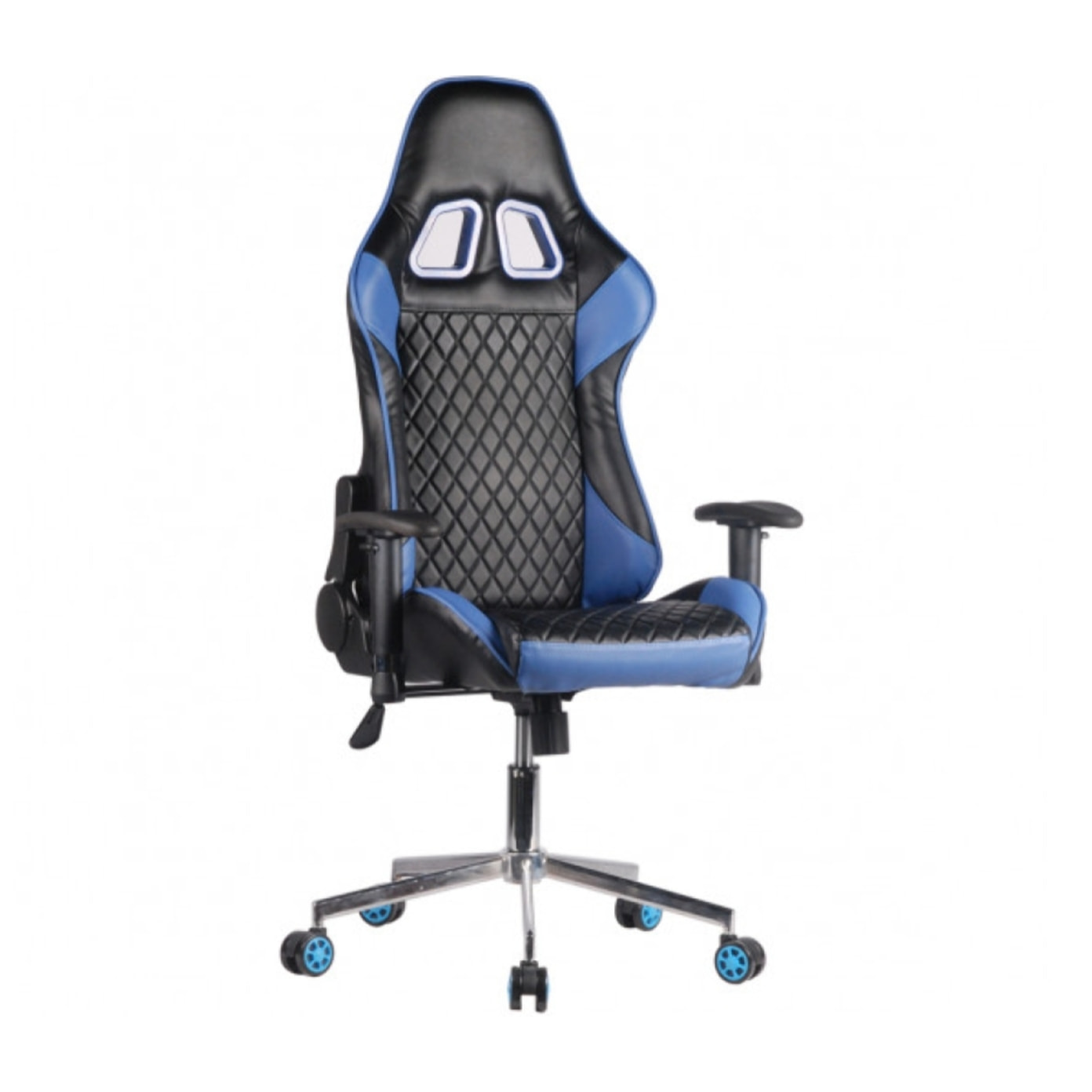 Fauteuil de bureau gaming à roulettes en simili noir et bleu avec accoudoirs réglables - RACE