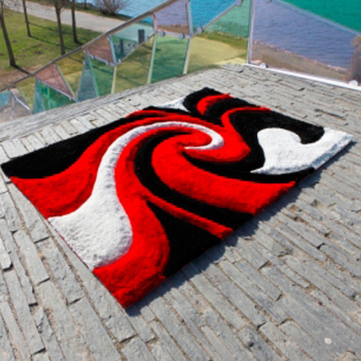 Tapis shaggy fait main motif rond KANO
