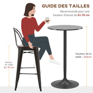 Table de bar ronde style contemporain dim. 60L x 60l x 102H cm noir