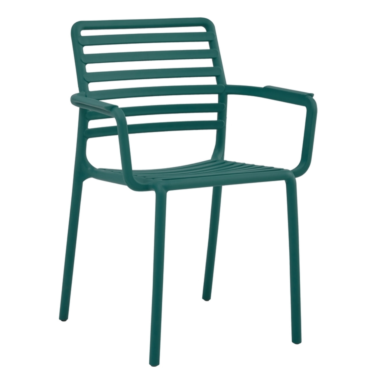 Set da 4 sedie da giardino in polipropilene verde petrolio con braccioli – Tago