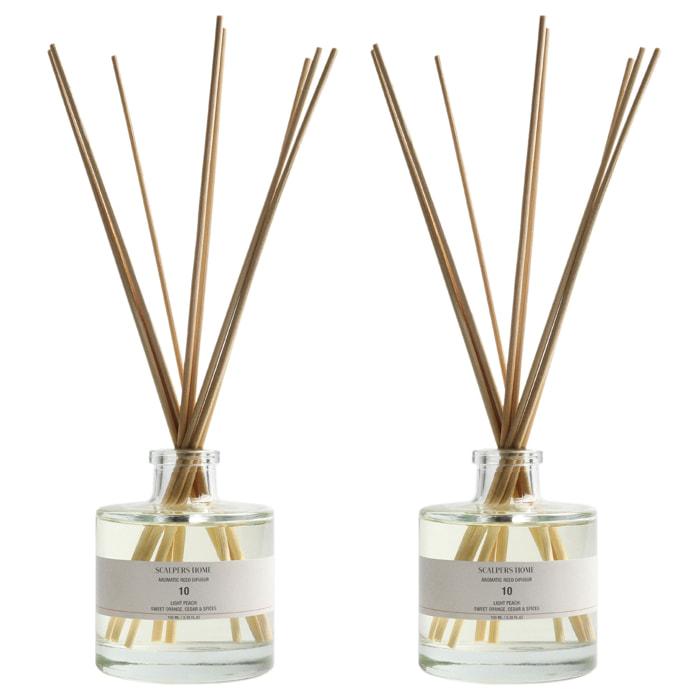 Set de 2 difusores mikado de 100ml aroma light peach scalpers