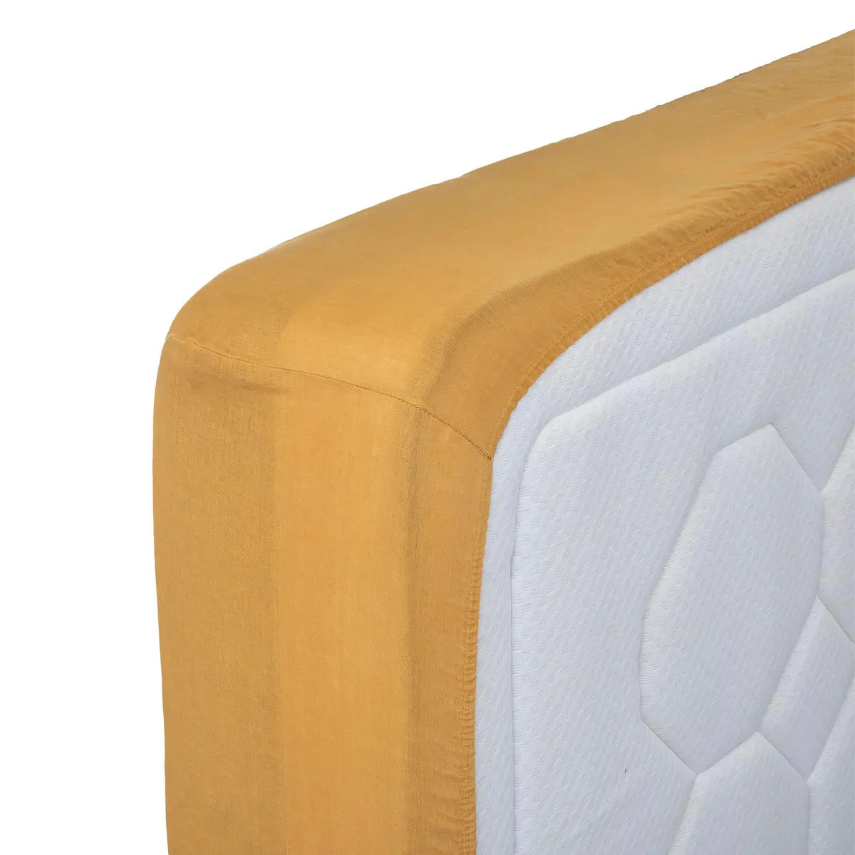 Drap-housse "Linah" - jaune ocre - lin lavé 140x190 cm