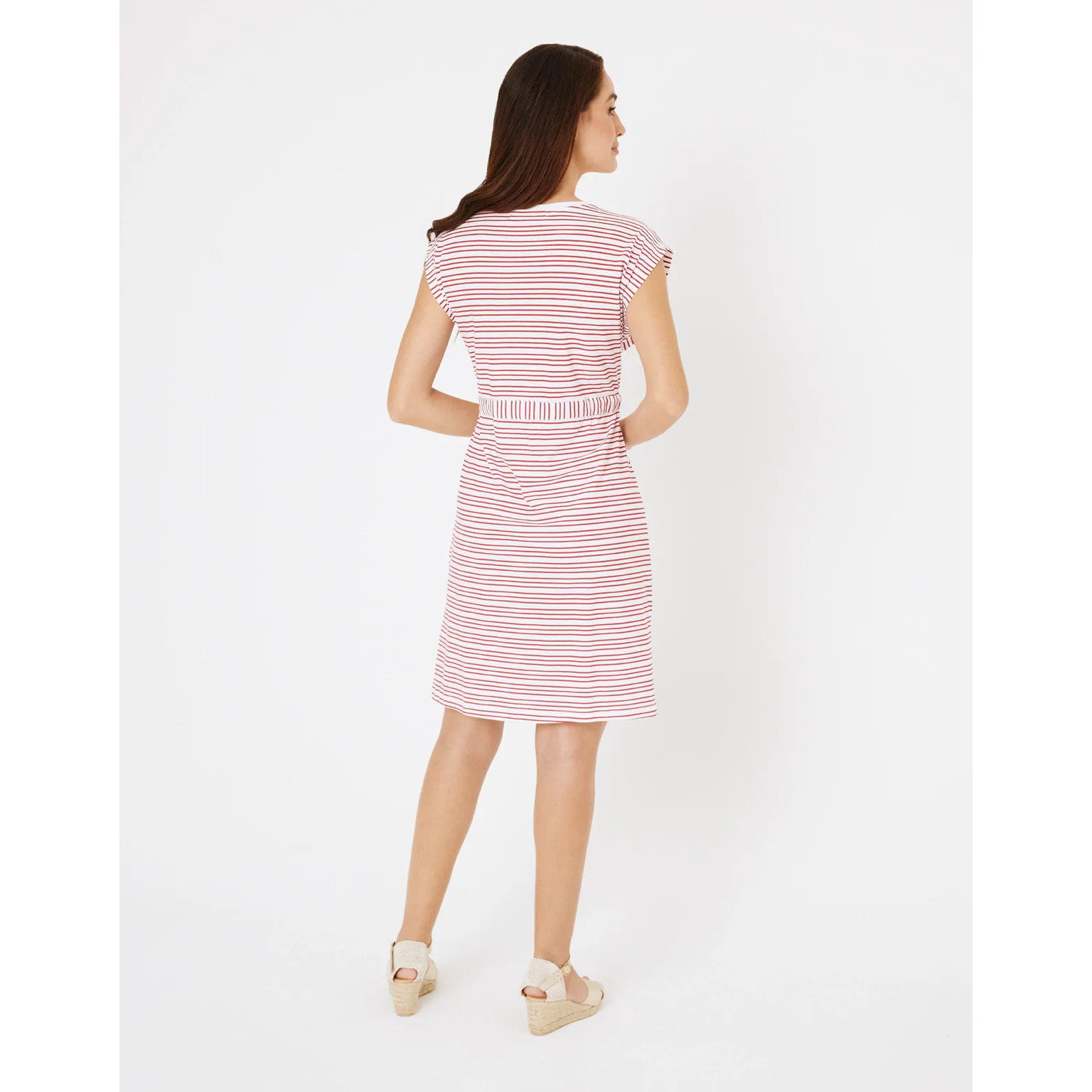 Vestido Corto Algodón de Rayas Rojo - Furia