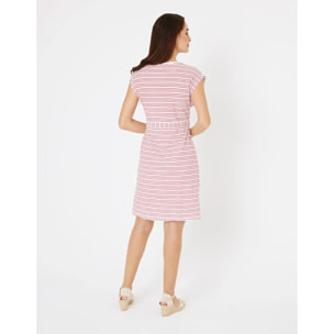 Vestido Corto Algodón de Rayas Rojo - Furia