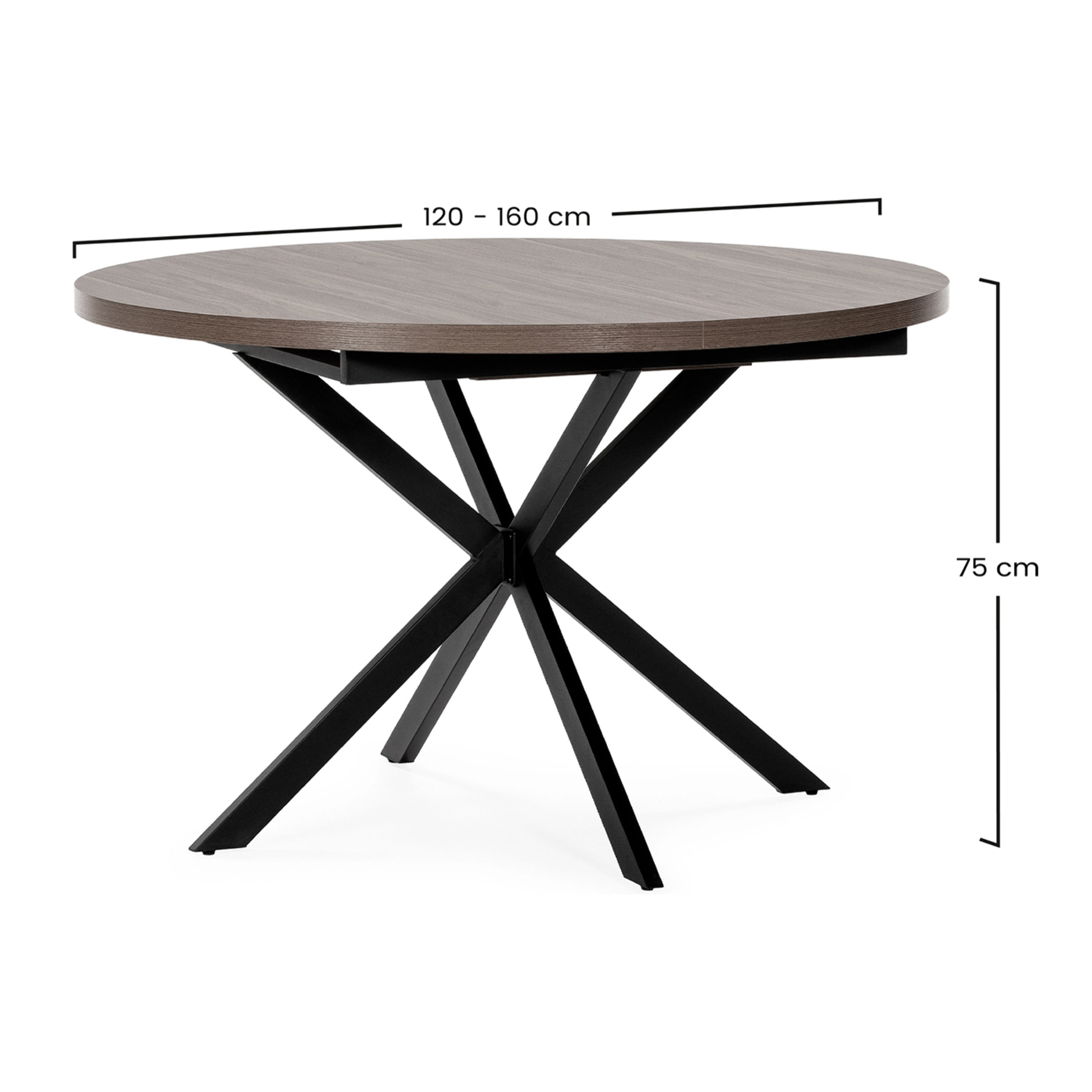 Mesa redonda extensible Murano efecto Nogal, 120-160 cm
