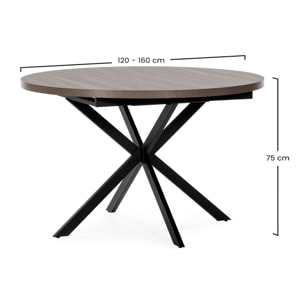 Mesa redonda extensible Murano efecto Nogal, 120-160 cm