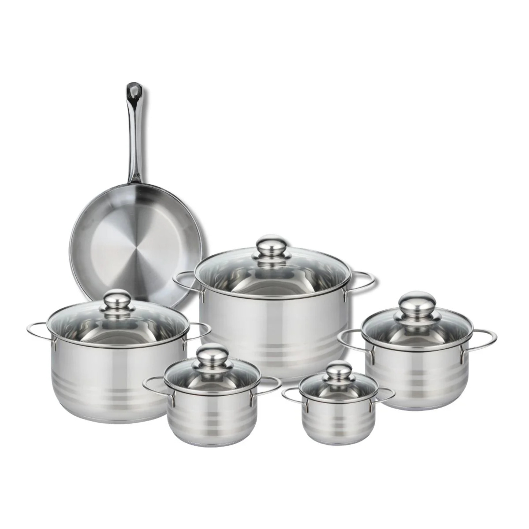 Ensemble de 1 Poêle de cuisson 24 cm et 5 faitouts 12, 14, 16, 20 et 24 cm Elo Profi Brillant