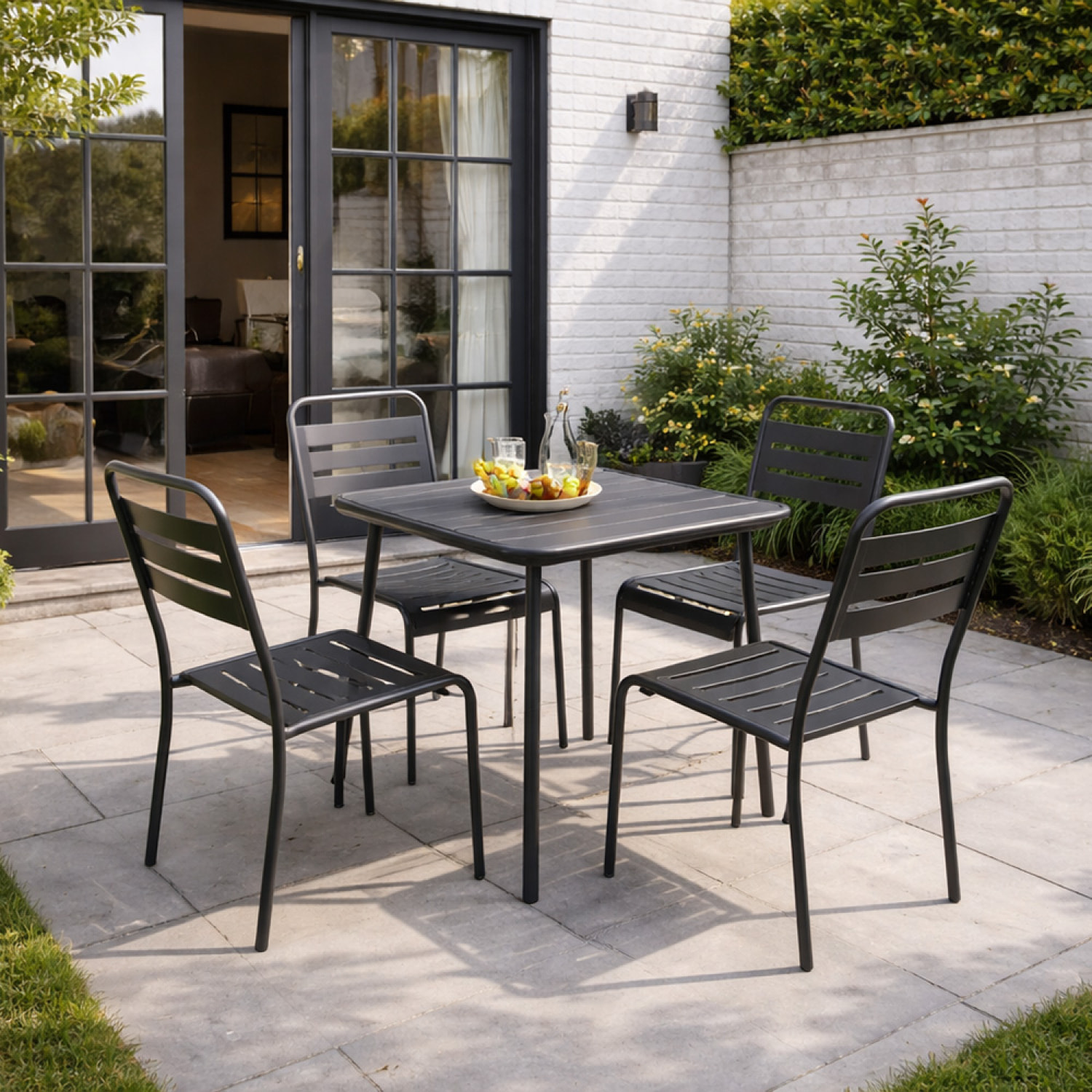 EVORA Ensemble table de jardin carrée et 4 chaises