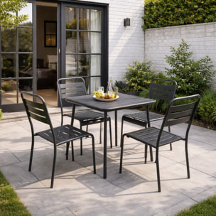 EVORA Ensemble table de jardin carrée et 4 chaises