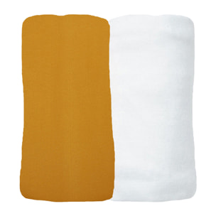 Lot de 2 Draps Housse 40x80 cm jersey Coton bio-Ambre