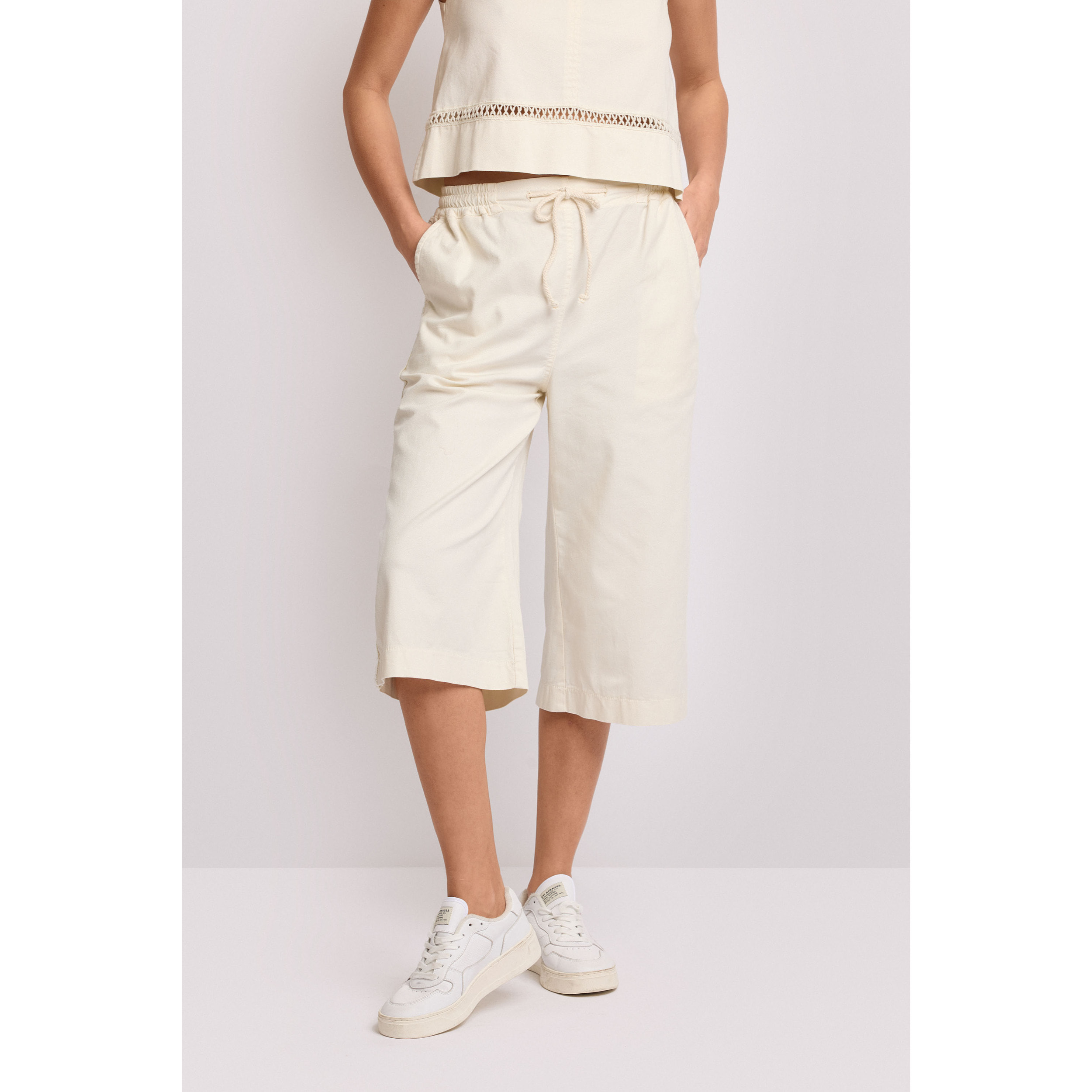 Kocca - Pantaloni cropped con coulisse Donna, Tinta unita