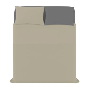 COMPLETO LETTO NATURAL COLOR, 100% Cotone, Made in Italy - TORTORA/FUMO