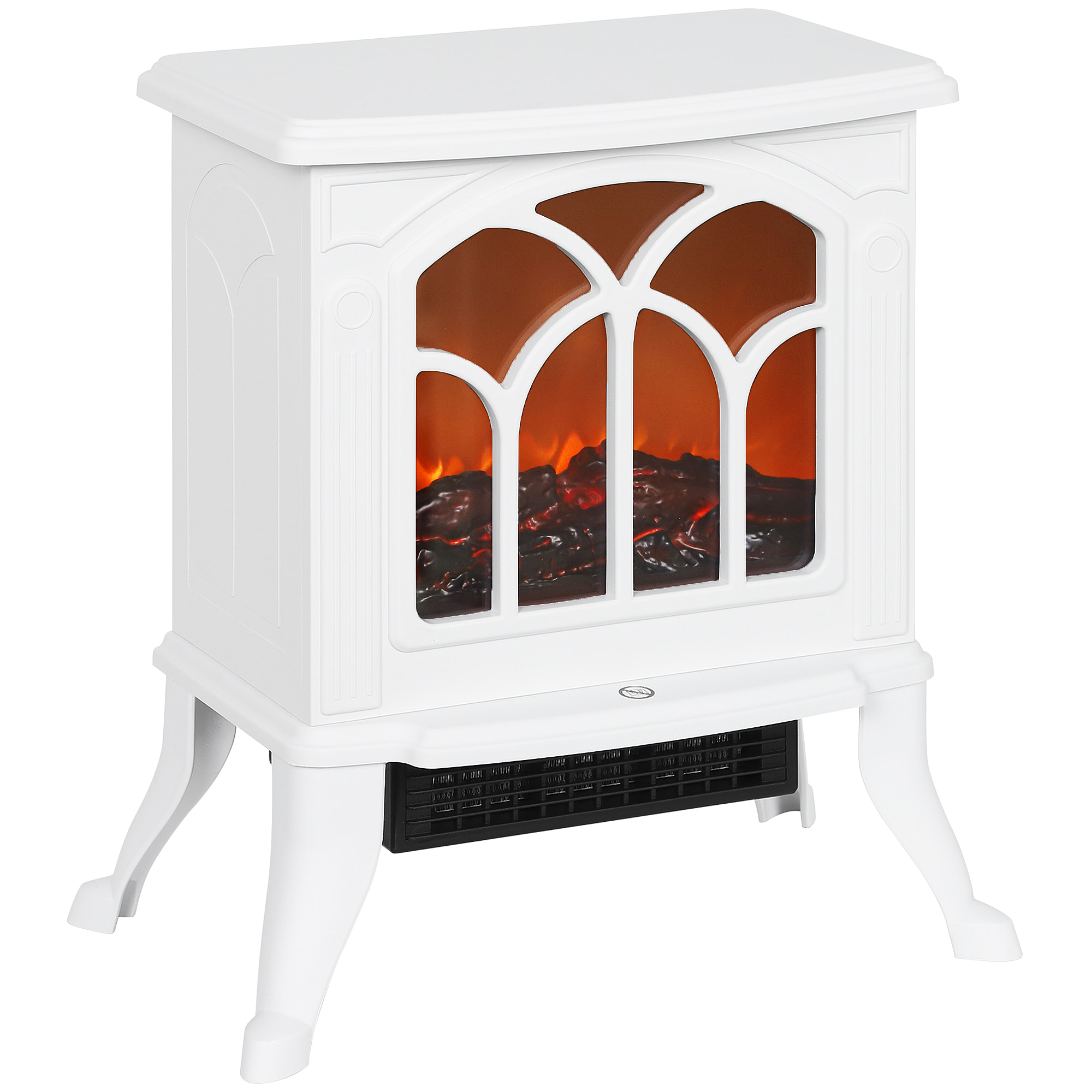 Chimenea Eléctrica de Pie 750/1500 W, Chimenea Decorativa con 2 Niveles de Potencia, Efecto Llama, Protección Sobrecalentamiento, Área de Cobertura 15-20 m², Blanco